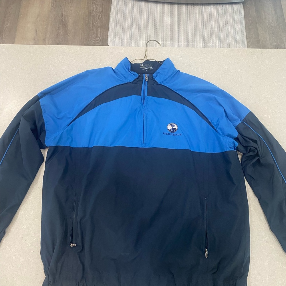 Pebble Beach Golf windbreaker Two-Tone Blue and Navy Windbreaker with pockets